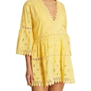 NWT Melissa Odabash Yellow Victoria Embroidered Kaftan or Swim Coverup - Sz S